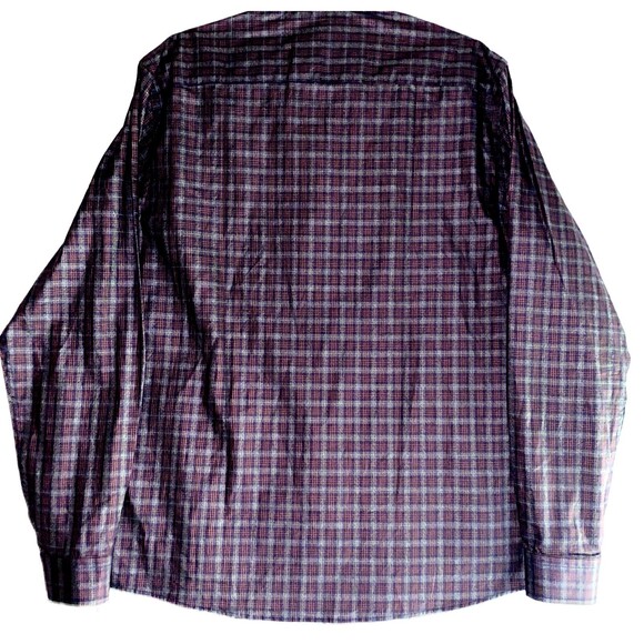 Stitch Note Men’s Large Egyptian Cotton Check Button Up Red/Blue/Purple - Picture 5 of 7